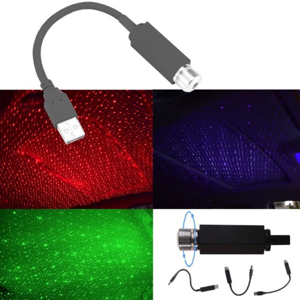 Mini LED Car Roof Star Night Light USB Decorative Lamp Projector Adjustable Atmosphere Home Ceiling Decor Light