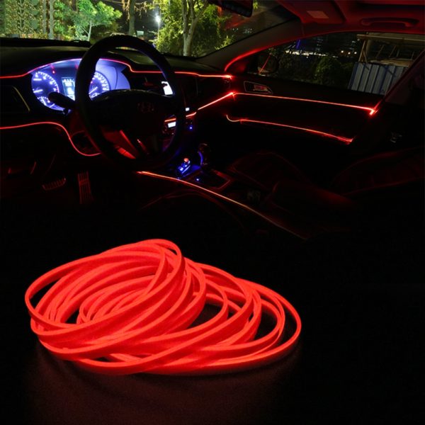 FORAUTO 1m/2m/3m/5m Car LED Strips Auto Decoration Atmosphere Lamp 12V Flexible Neon EL Wire Rope Indoor Interior LED Car Light