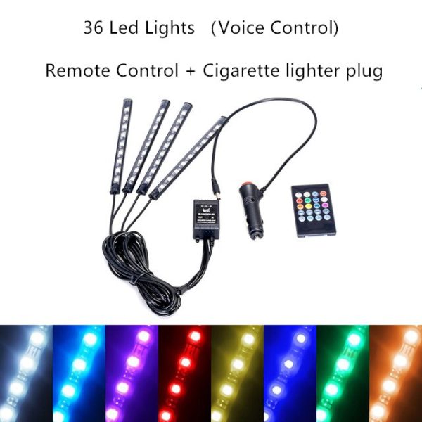 Car Decoration Light Interior Atmosphere Light RGB LED Strip Light With USB Wireless Remote Music Control Multiple Modes